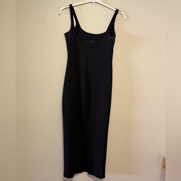 Zara Black Midi Dress Sleeveless Scoop Neck Fitted Back Slit Size M - Picture 2 of 3